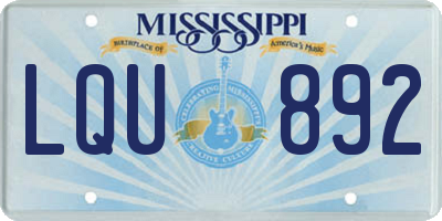 MS license plate LQU892