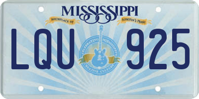 MS license plate LQU925