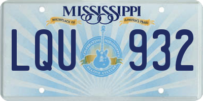 MS license plate LQU932