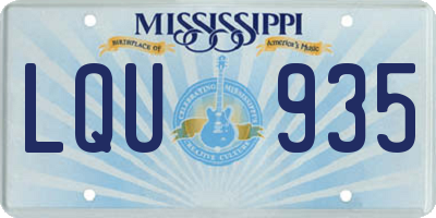 MS license plate LQU935
