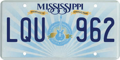 MS license plate LQU962