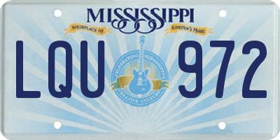 MS license plate LQU972