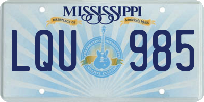 MS license plate LQU985