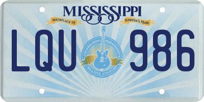 MS license plate LQU986