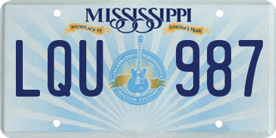 MS license plate LQU987