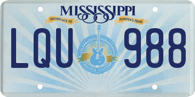 MS license plate LQU988