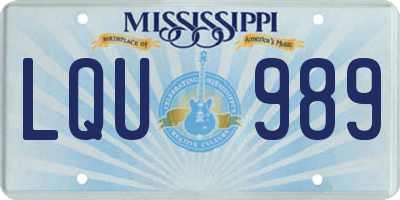 MS license plate LQU989