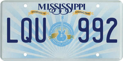 MS license plate LQU992
