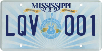 MS license plate LQV001