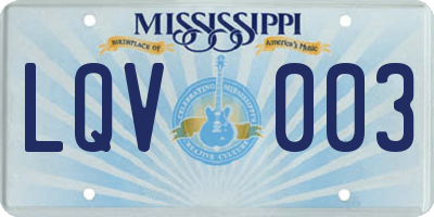 MS license plate LQV003