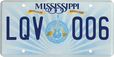 MS license plate LQV006