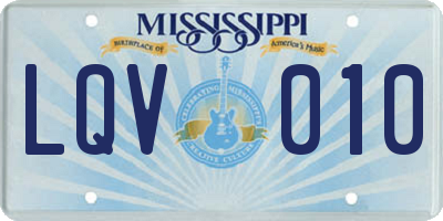 MS license plate LQV010