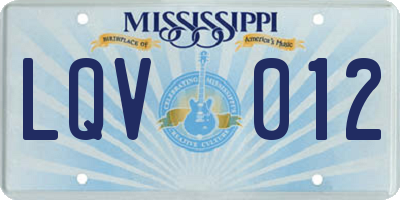 MS license plate LQV012