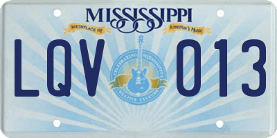 MS license plate LQV013