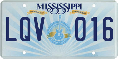MS license plate LQV016