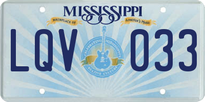 MS license plate LQV033