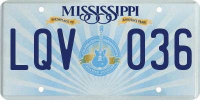 MS license plate LQV036