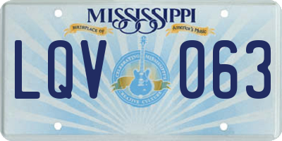 MS license plate LQV063