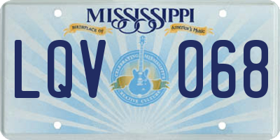 MS license plate LQV068