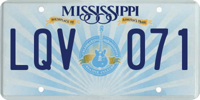MS license plate LQV071