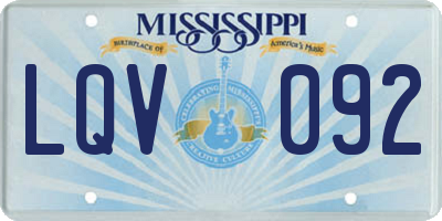 MS license plate LQV092