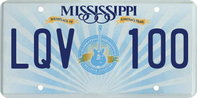 MS license plate LQV100