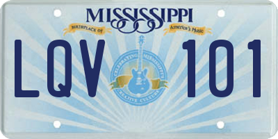 MS license plate LQV101