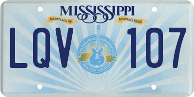 MS license plate LQV107