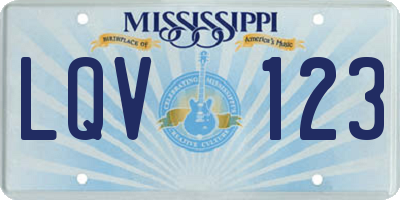 MS license plate LQV123