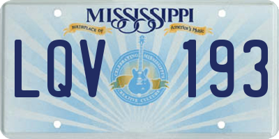 MS license plate LQV193