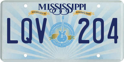 MS license plate LQV204