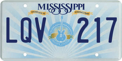 MS license plate LQV217