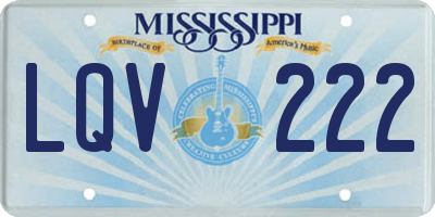 MS license plate LQV222