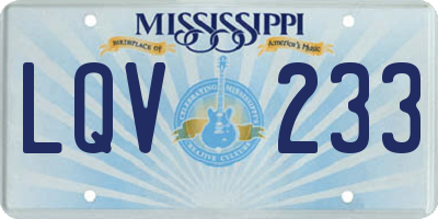MS license plate LQV233