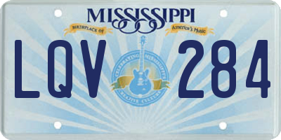 MS license plate LQV284