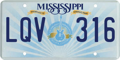 MS license plate LQV316