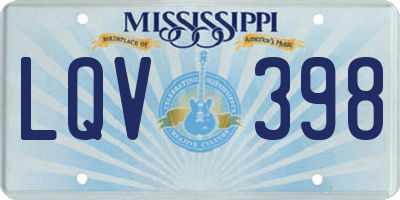 MS license plate LQV398