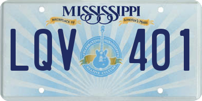 MS license plate LQV401