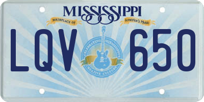 MS license plate LQV650