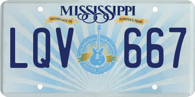 MS license plate LQV667
