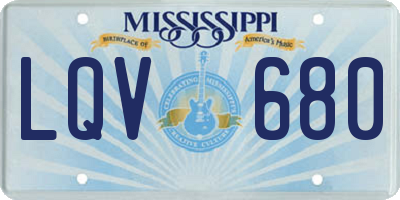 MS license plate LQV680