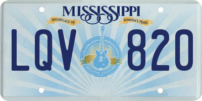 MS license plate LQV820