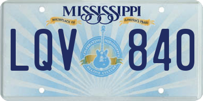 MS license plate LQV840