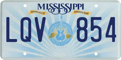 MS license plate LQV854