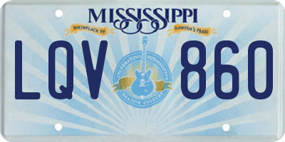 MS license plate LQV860