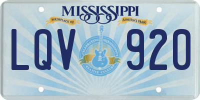 MS license plate LQV920