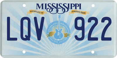 MS license plate LQV922