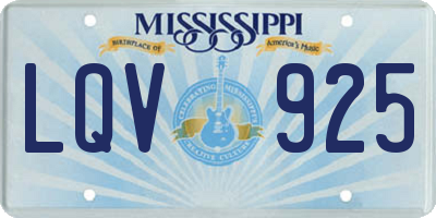 MS license plate LQV925