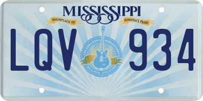 MS license plate LQV934