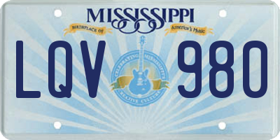 MS license plate LQV980